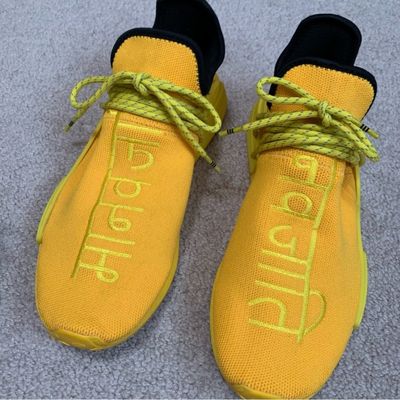 Size 11 Mens - adidas NMD Human Race x Pharrell Sneakers Yellow GY0091 - Picture 3 of 10